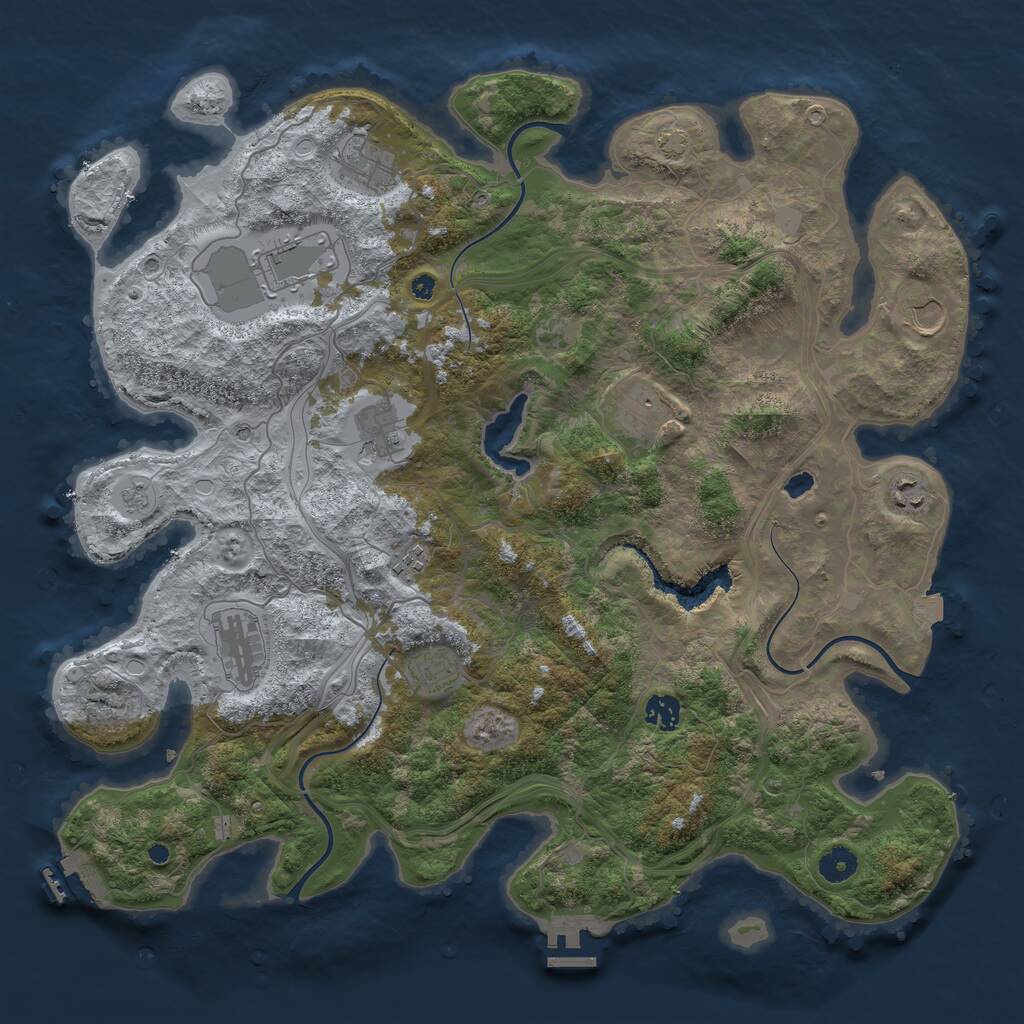 Rust Map: Procedural Map, Size: 4250, Seed: 286042783, 16 Monuments