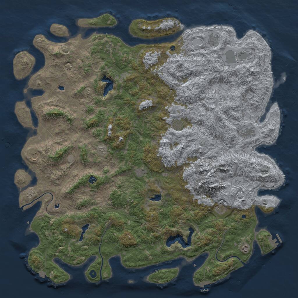 Rust Map: Procedural Map, Size: 6000, Seed: 793857544, 17 Monuments