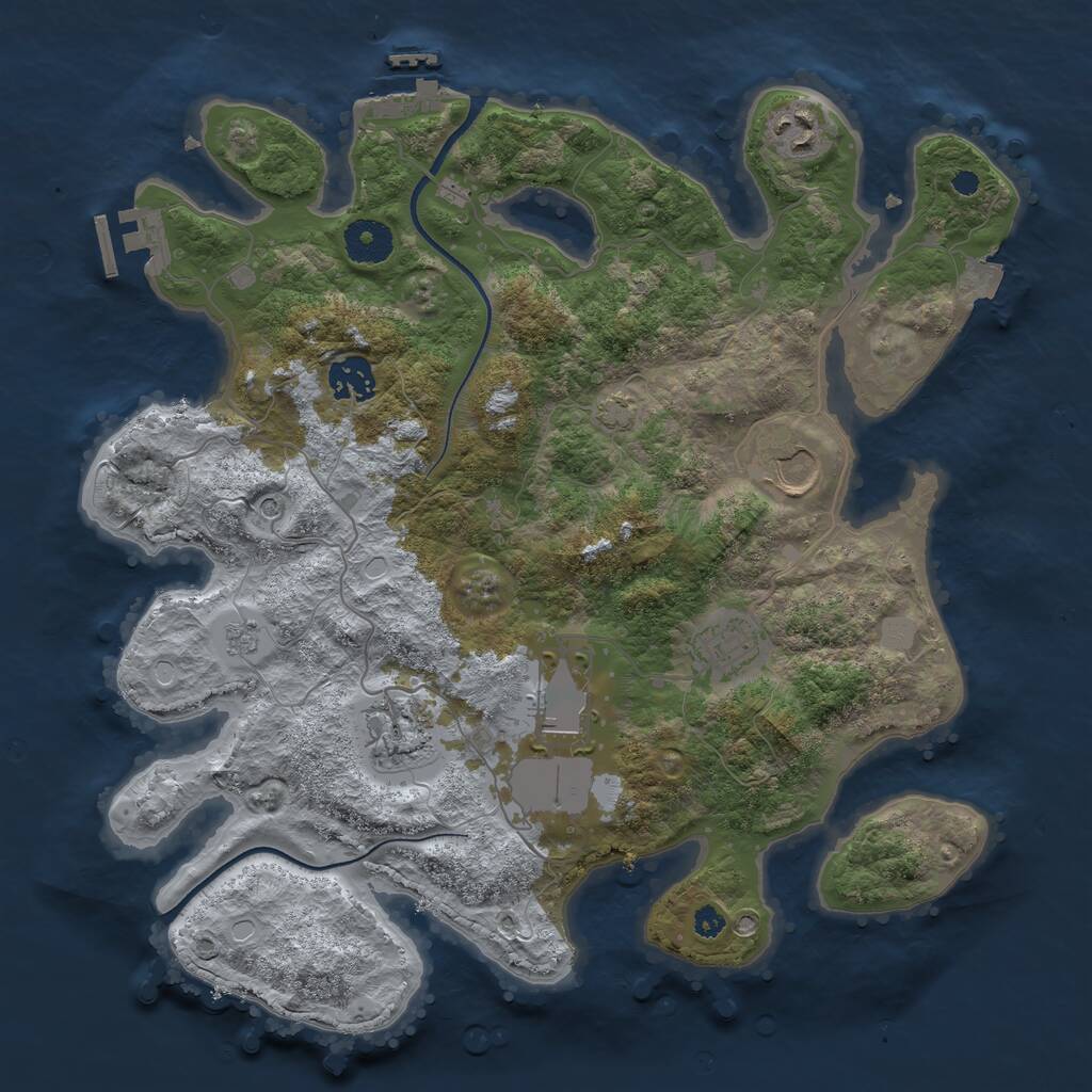Rust Map: Procedural Map, Size: 3500, Seed: 5612, 12 Monuments