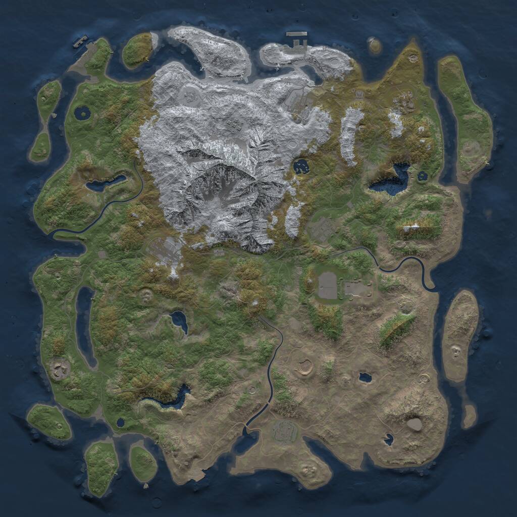 Rust Map: Procedural Map, Size: 5000, Seed: 3452355, 16 Monuments