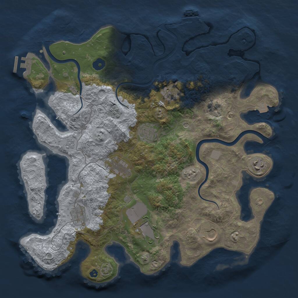 Rust Map: Procedural Map, Size: 3700, Seed: 1986071481, 14 Monuments