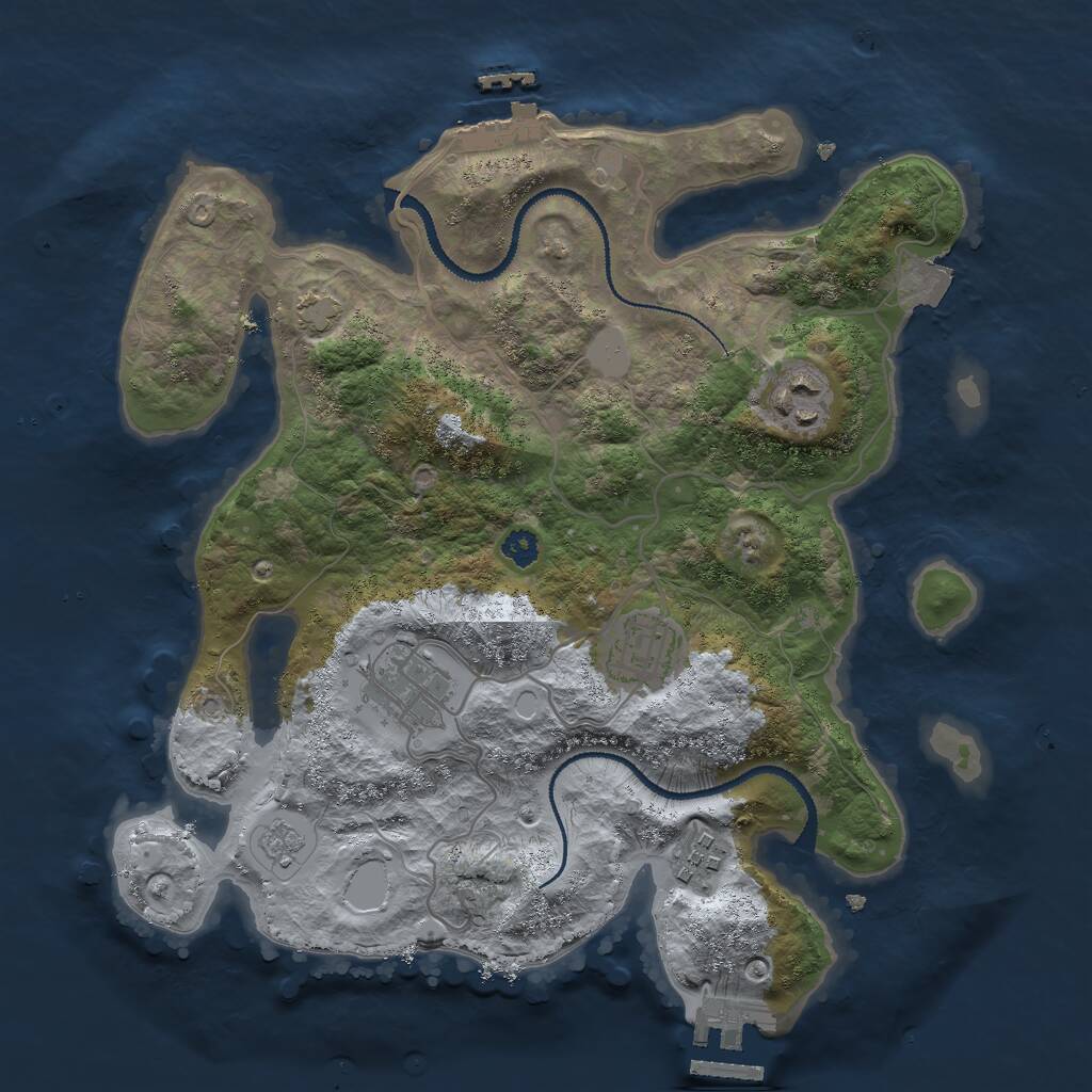 Rust Map: Procedural Map, Size: 3000, Seed: 517517590, 9 Monuments