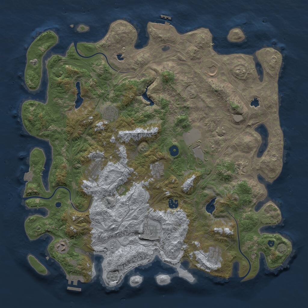 Rust Map: Procedural Map, Size: 4500, Seed: 1586544954, 17 Monuments