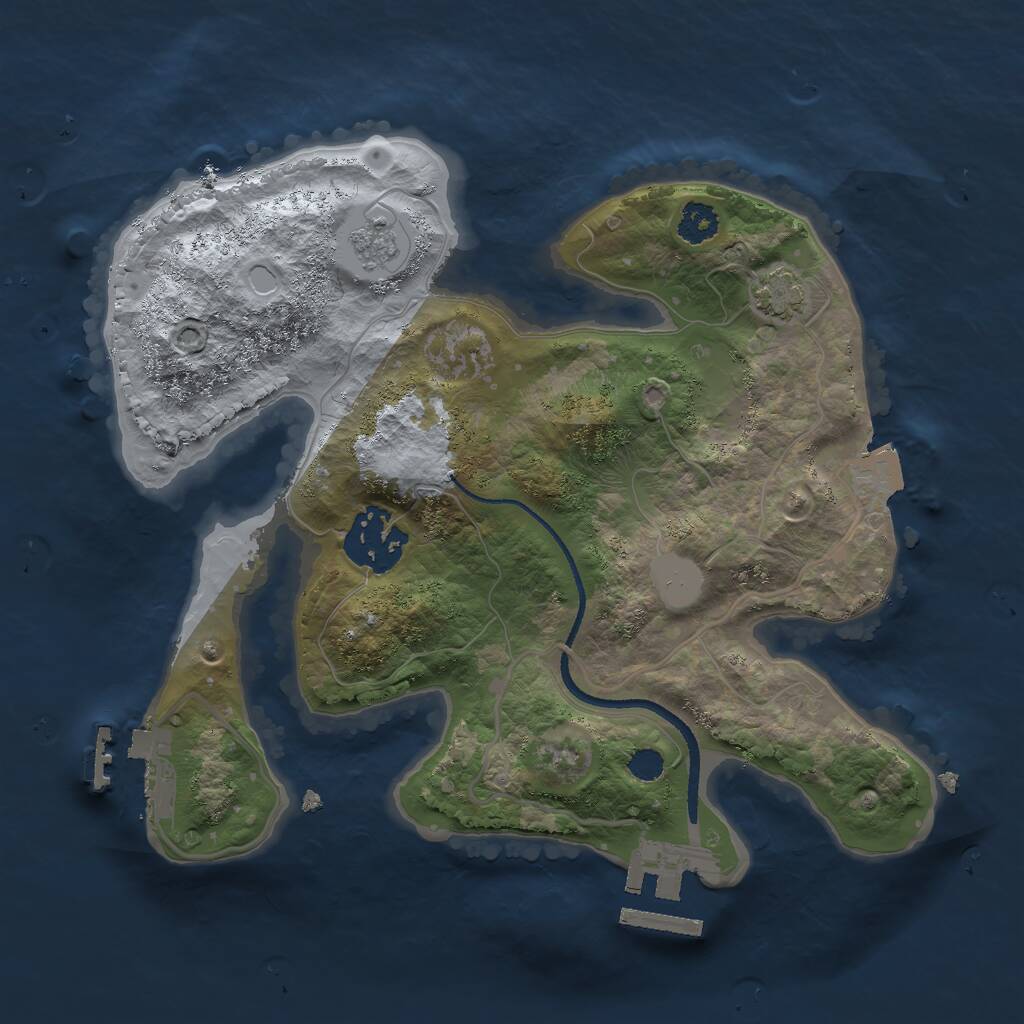 Rust Map: Procedural Map, Size: 2500, Seed: 605059515, 6 Monuments