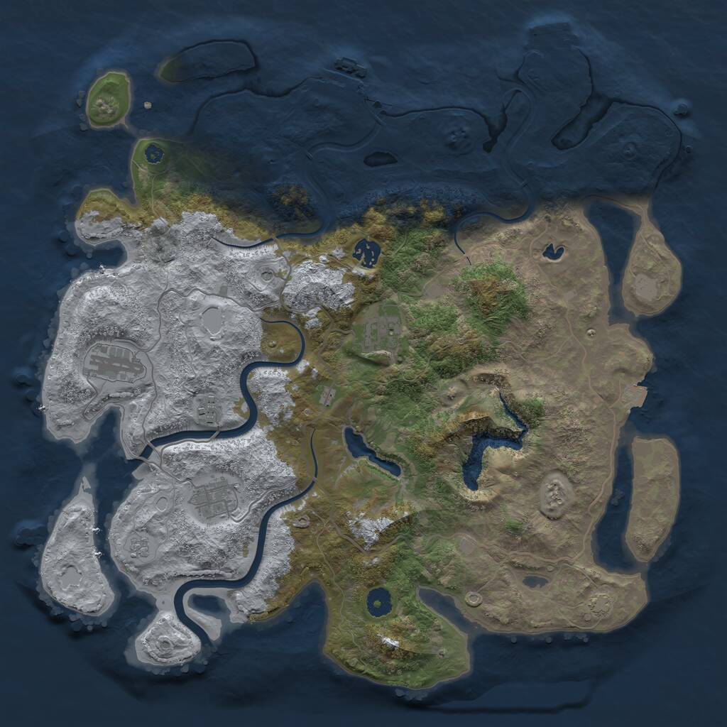 Rust Map: Procedural Map, Size: 4000, Seed: 52900, 11 Monuments