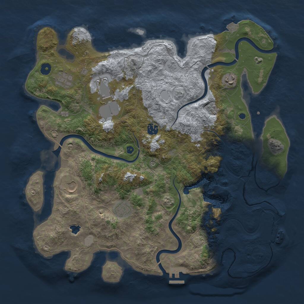 Rust Map: Procedural Map, Size: 4050, Seed: 1867644325, 13 Monuments