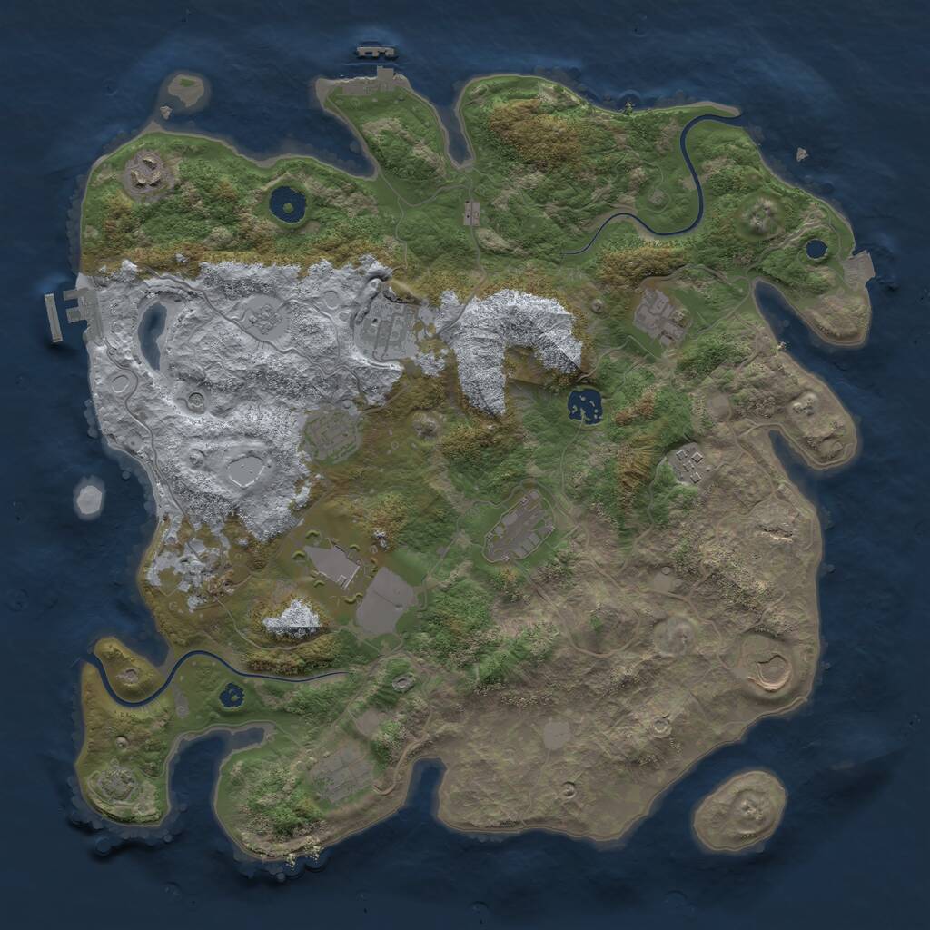 Rust Map: Procedural Map, Size: 3850, Seed: 1675084195, 17 Monuments