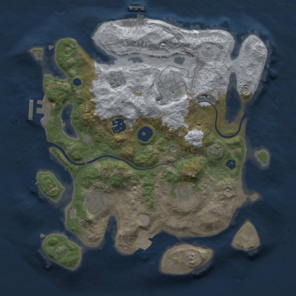 Rust Map: Procedural Map, Size: 3000, Seed: 445886489, 11 Monuments
