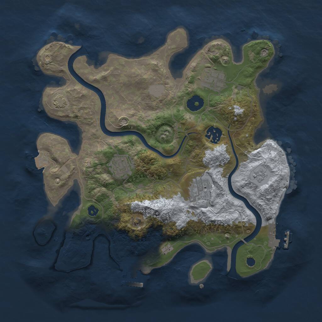 Rust Map: Procedural Map, Size: 3000, Seed: 2063087991, 9 Monuments