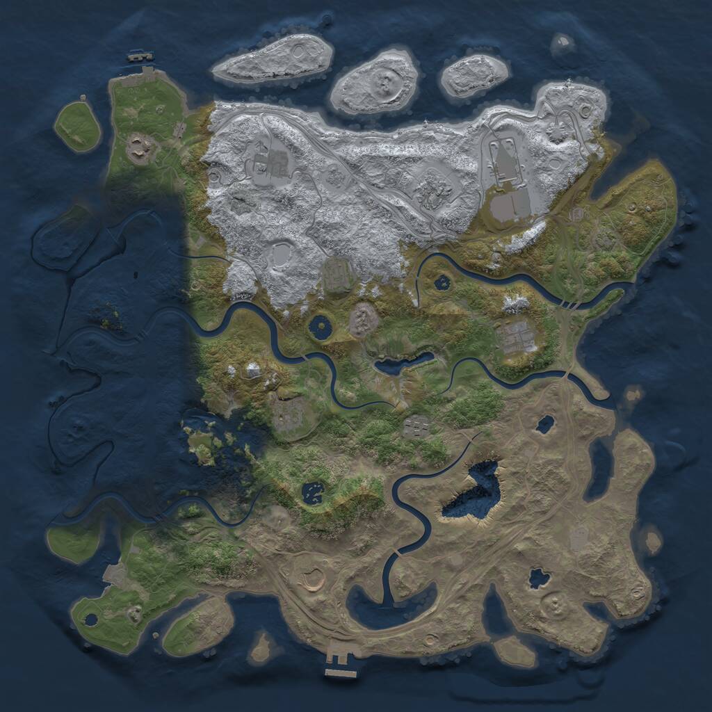Rust Map: Procedural Map, Size: 4600, Seed: 18247733, 16 Monuments