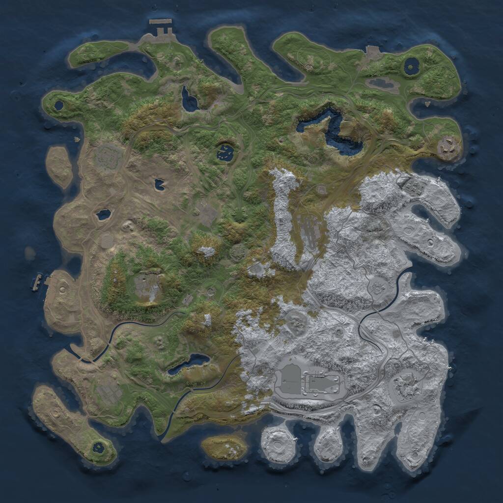 Rust Map: Procedural Map, Size: 4500, Seed: 861235, 16 Monuments