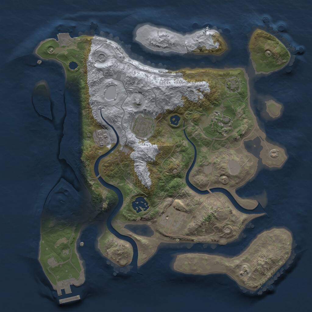 Rust Map: Procedural Map, Size: 3000, Seed: 15832, 9 Monuments