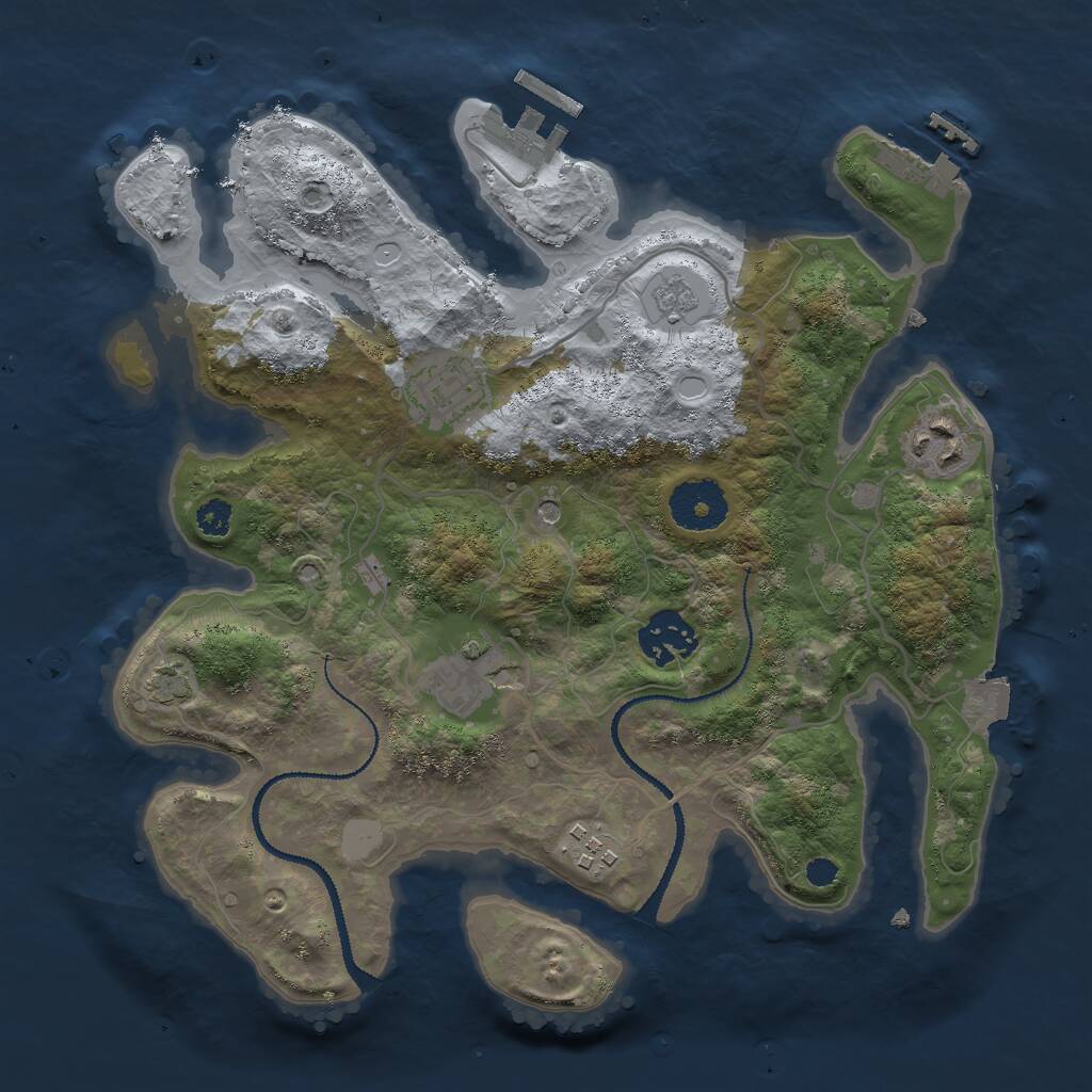 Rust Map: Procedural Map, Size: 3000, Seed: 9867, 11 Monuments