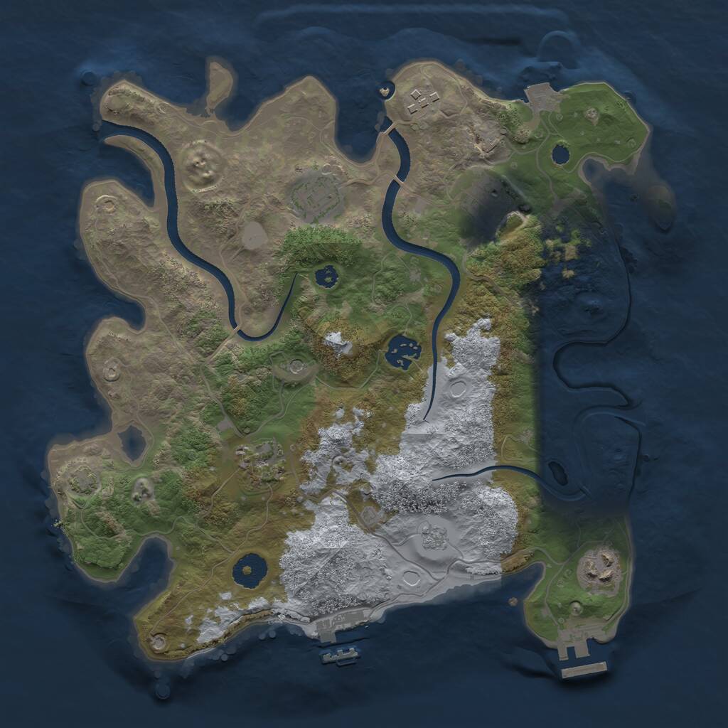 Rust Map: Procedural Map, Size: 3250, Seed: 693037943, 12 Monuments