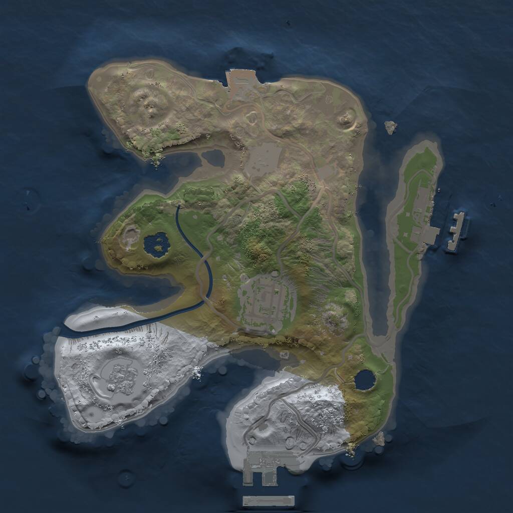 Rust Map: Procedural Map, Size: 2000, Seed: 5128123, 5 Monuments