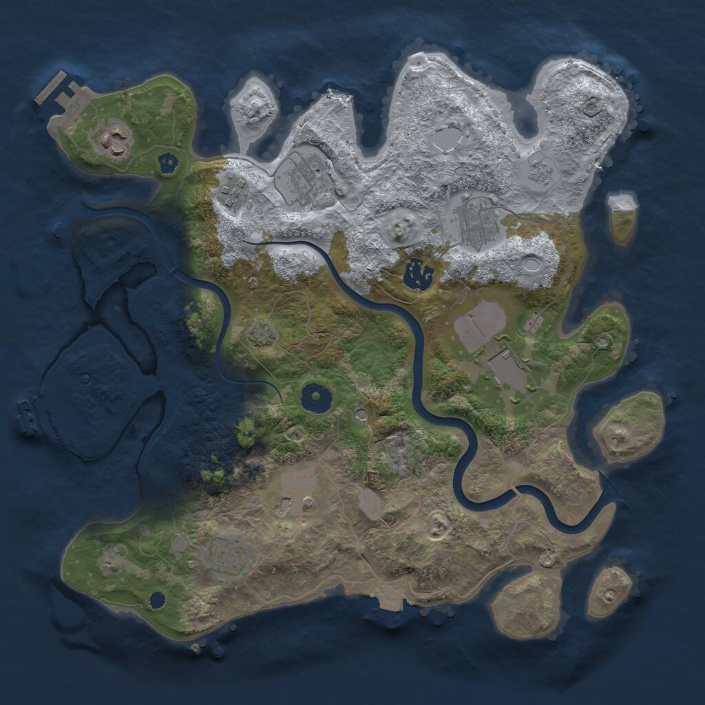 Rust Map: Procedural Map, Size: 3500, Seed: 2123171949, 14 Monuments