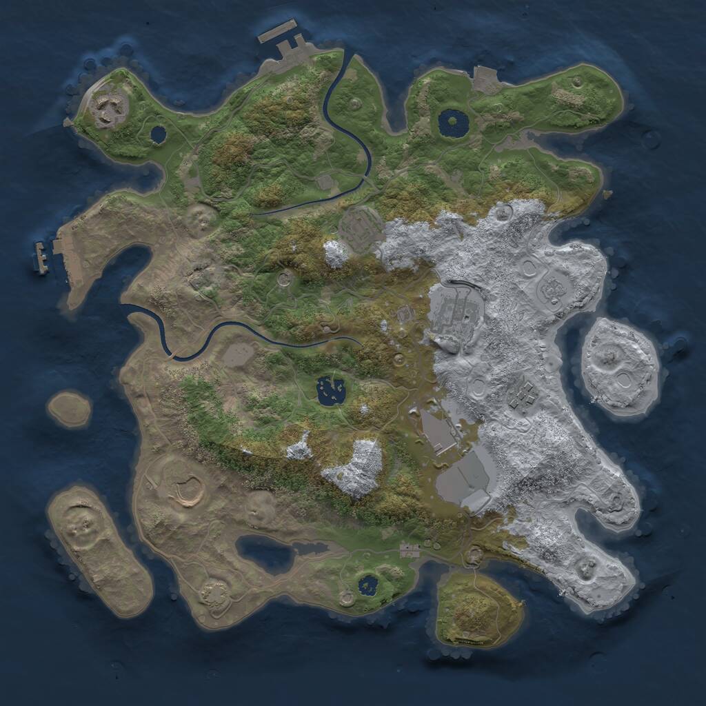 Rust Map: Procedural Map, Size: 3500, Seed: 49969, 13 Monuments
