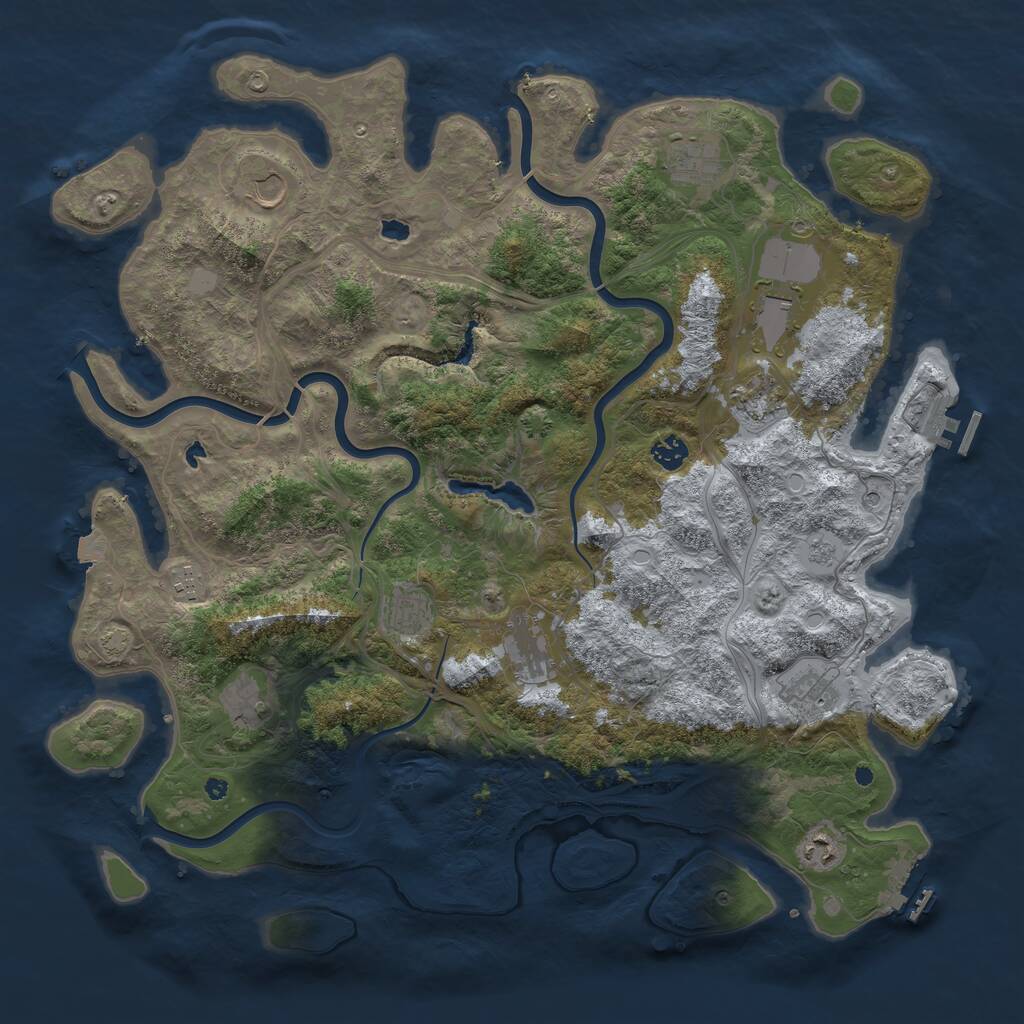 Rust Map: Procedural Map, Size: 4500, Seed: 1203017158, 17 Monuments