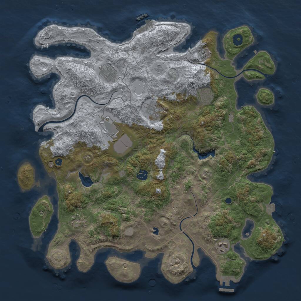 Rust Map: Procedural Map, Size: 4098, Seed: 1125497703, 14 Monuments