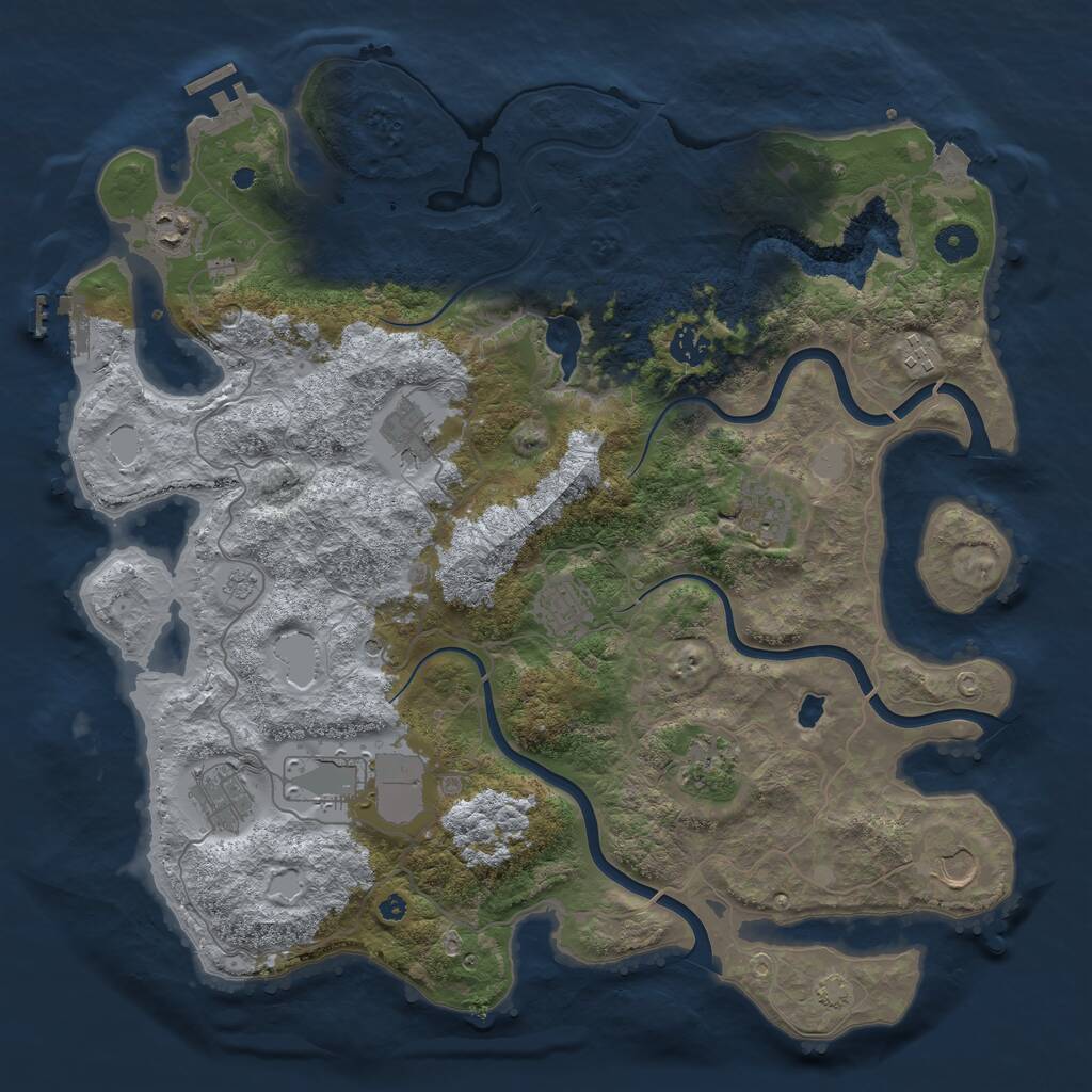 Rust Map: Procedural Map, Size: 4100, Seed: 63867770, 16 Monuments