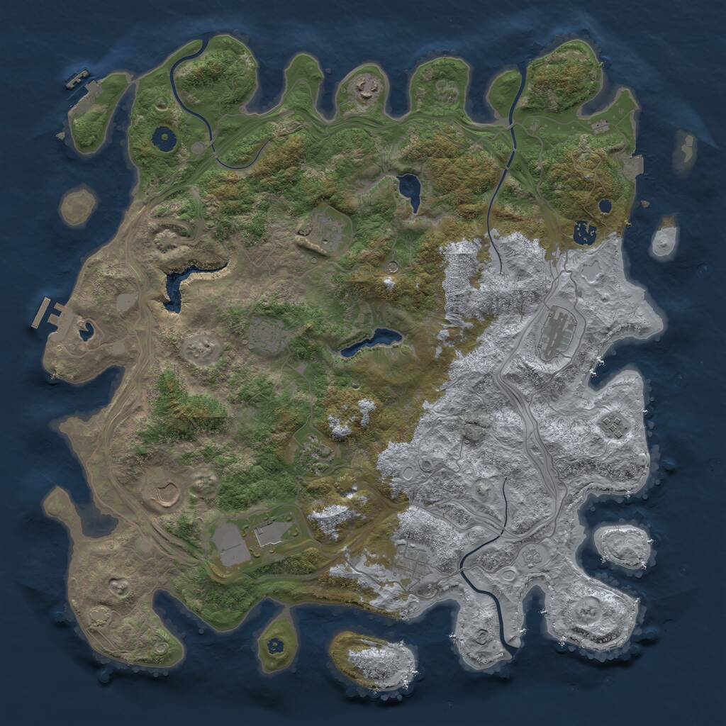 Rust Map: Procedural Map, Size: 4500, Seed: 693119391, 16 Monuments