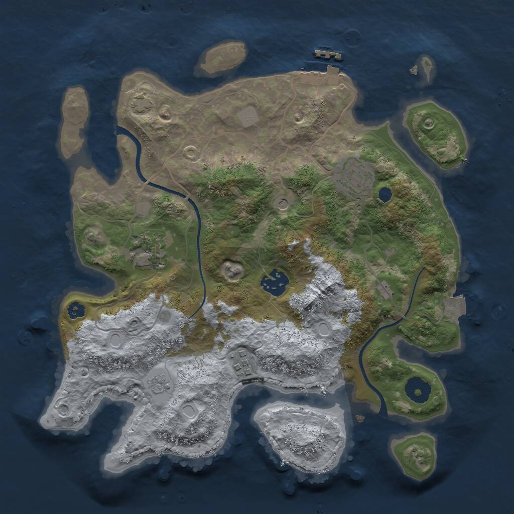 Rust Map: Procedural Map, Size: 3000, Seed: 20487, 9 Monuments