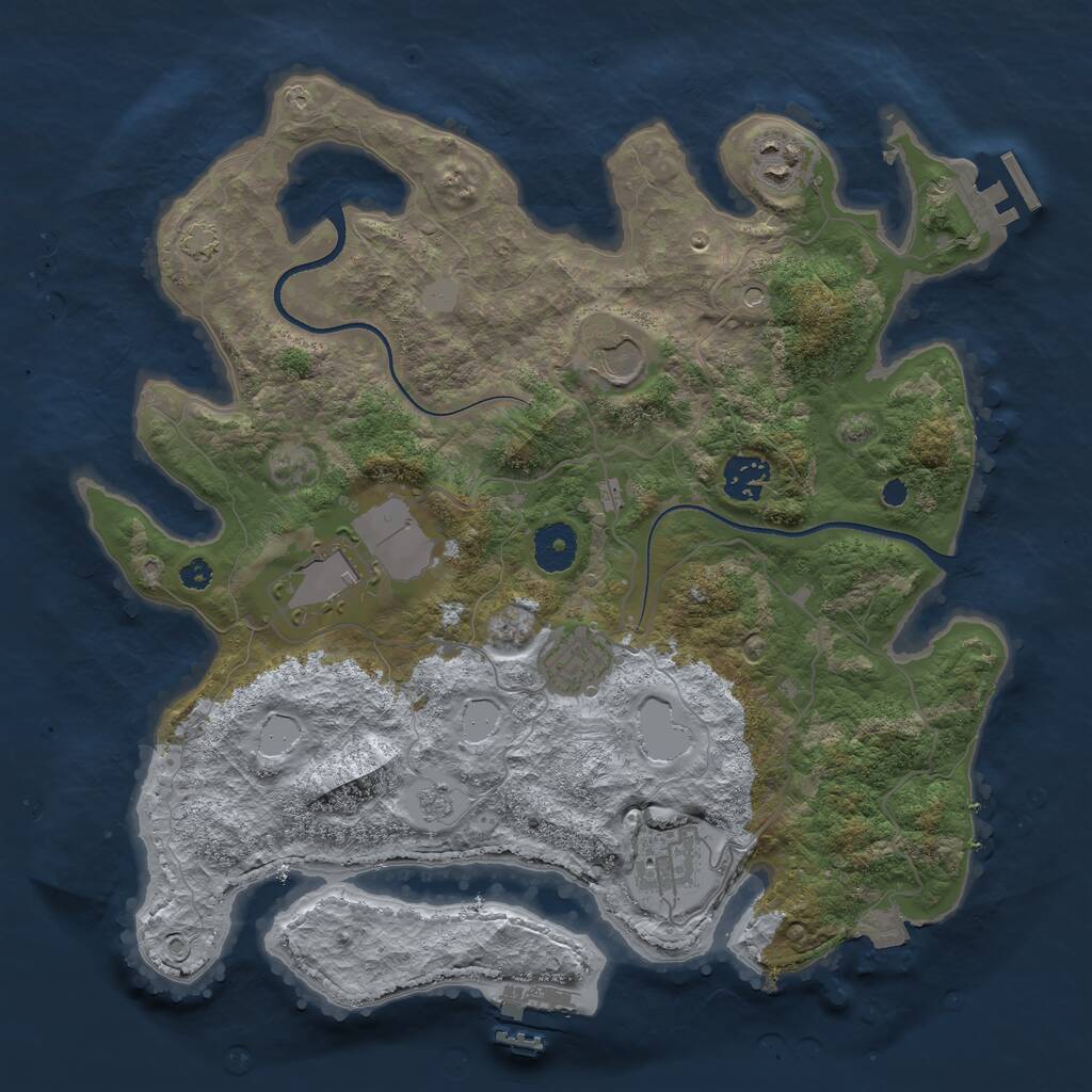 Rust Map: Procedural Map, Size: 3500, Seed: 968253248, 12 Monuments