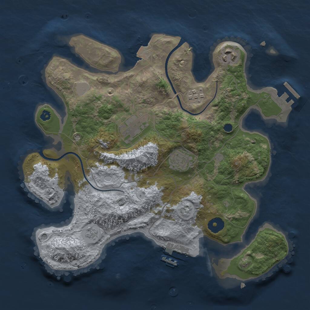 Rust Map: Procedural Map, Size: 3000, Seed: 663960889, 8 Monuments