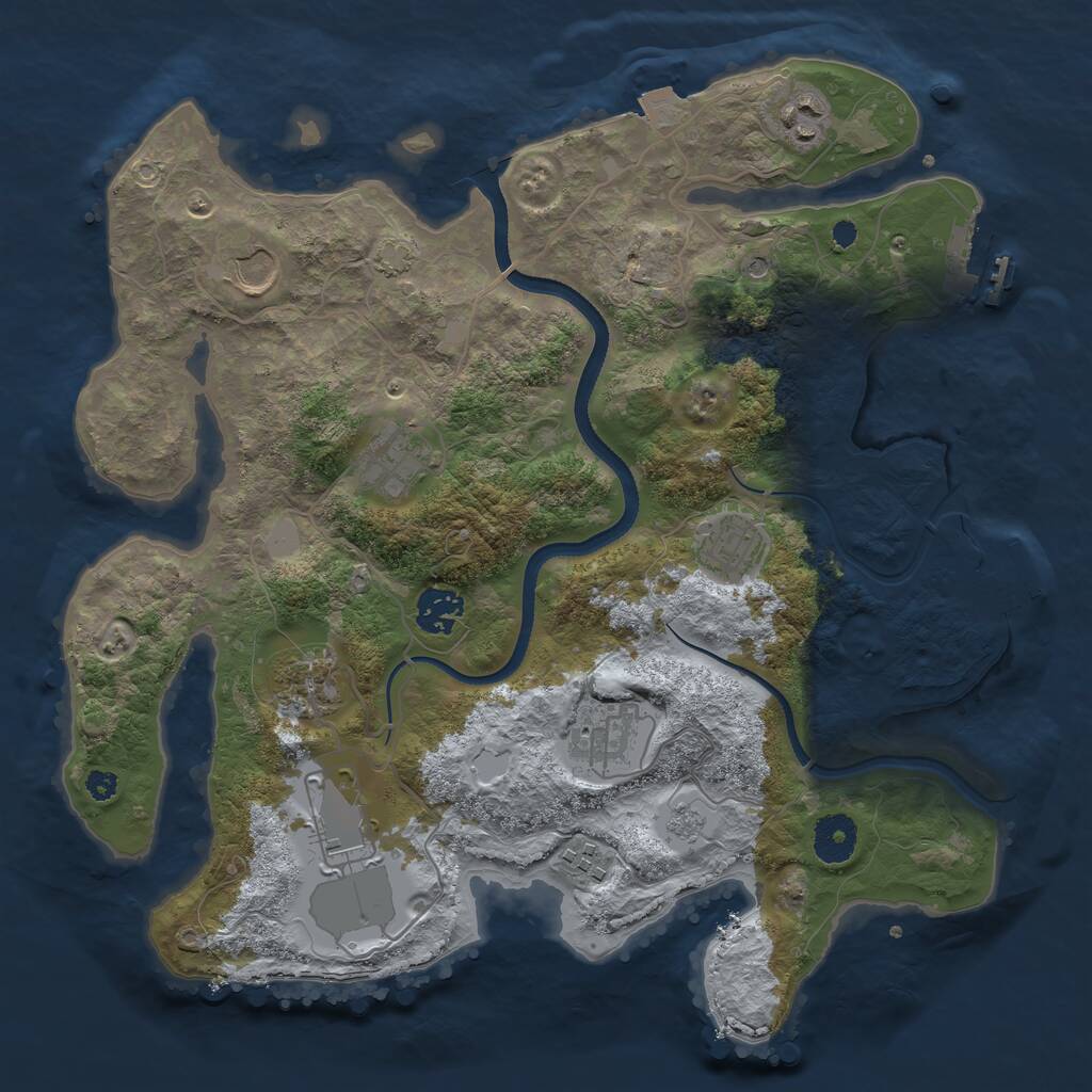 Rust Map: Procedural Map, Size: 3500, Seed: 350056581, 15 Monuments