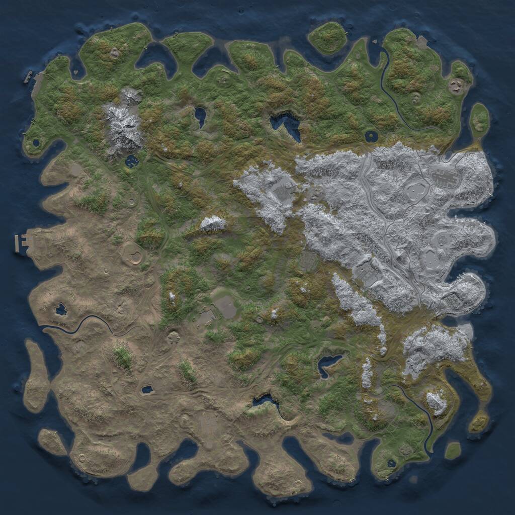 Rust Map: Procedural Map, Size: 6000, Seed: 236823304, 17 Monuments