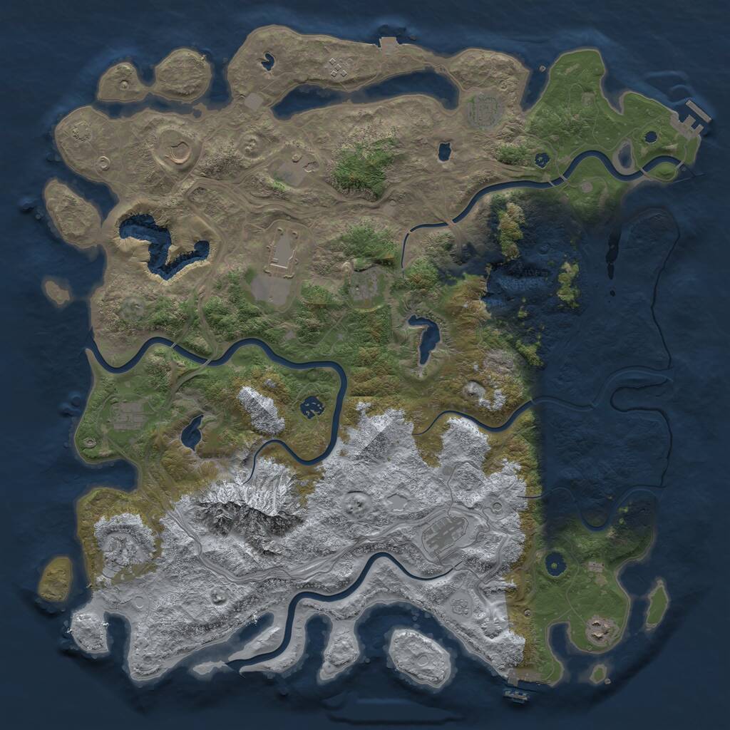 Rust Map: Procedural Map, Size: 5000, Seed: 56782431, 17 Monuments