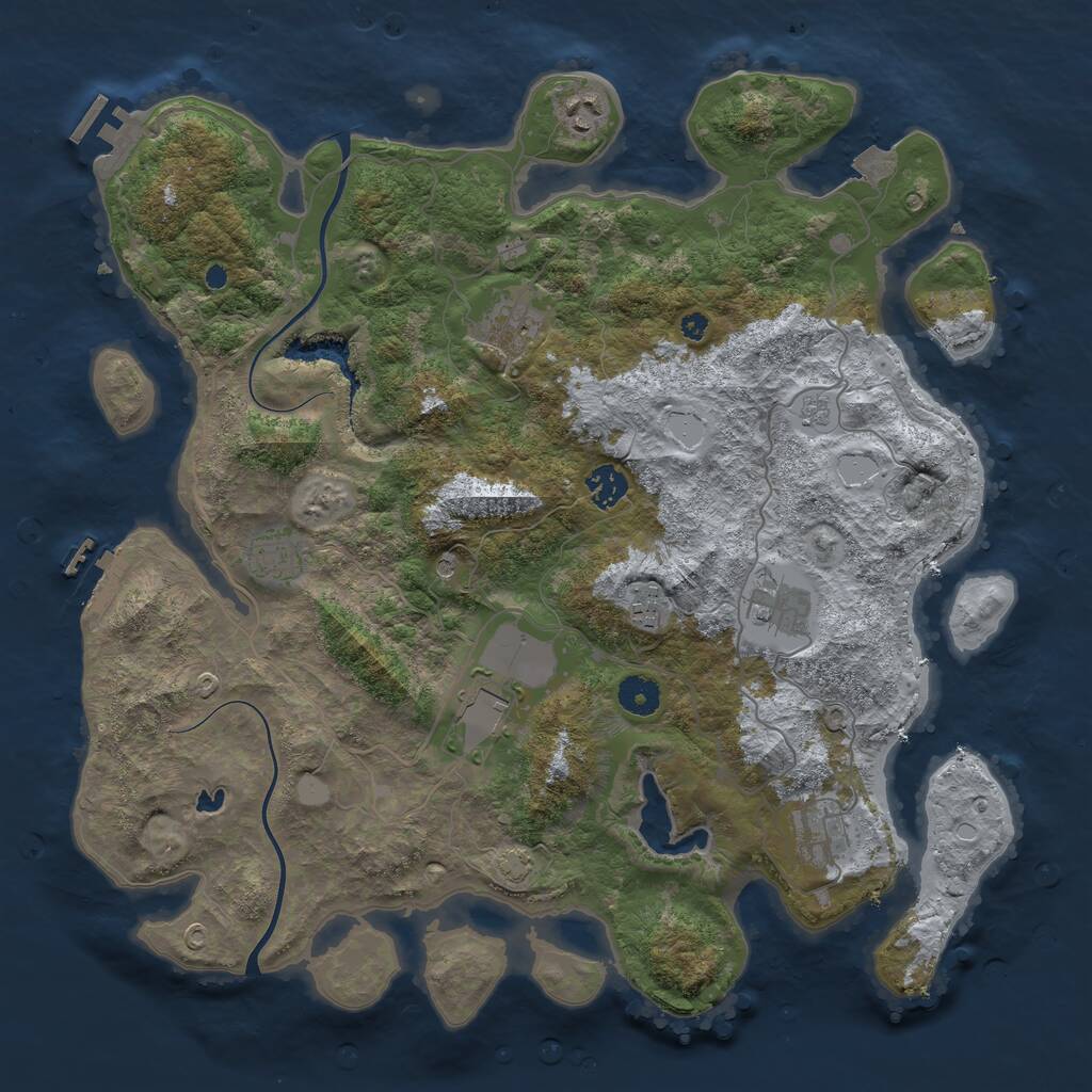 Rust Map: Procedural Map, Size: 4000, Seed: 1823, 14 Monuments