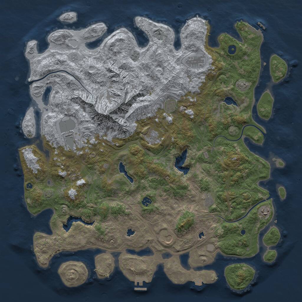 Rust Map: Procedural Map, Size: 5000, Seed: 1043833796, 16 Monuments