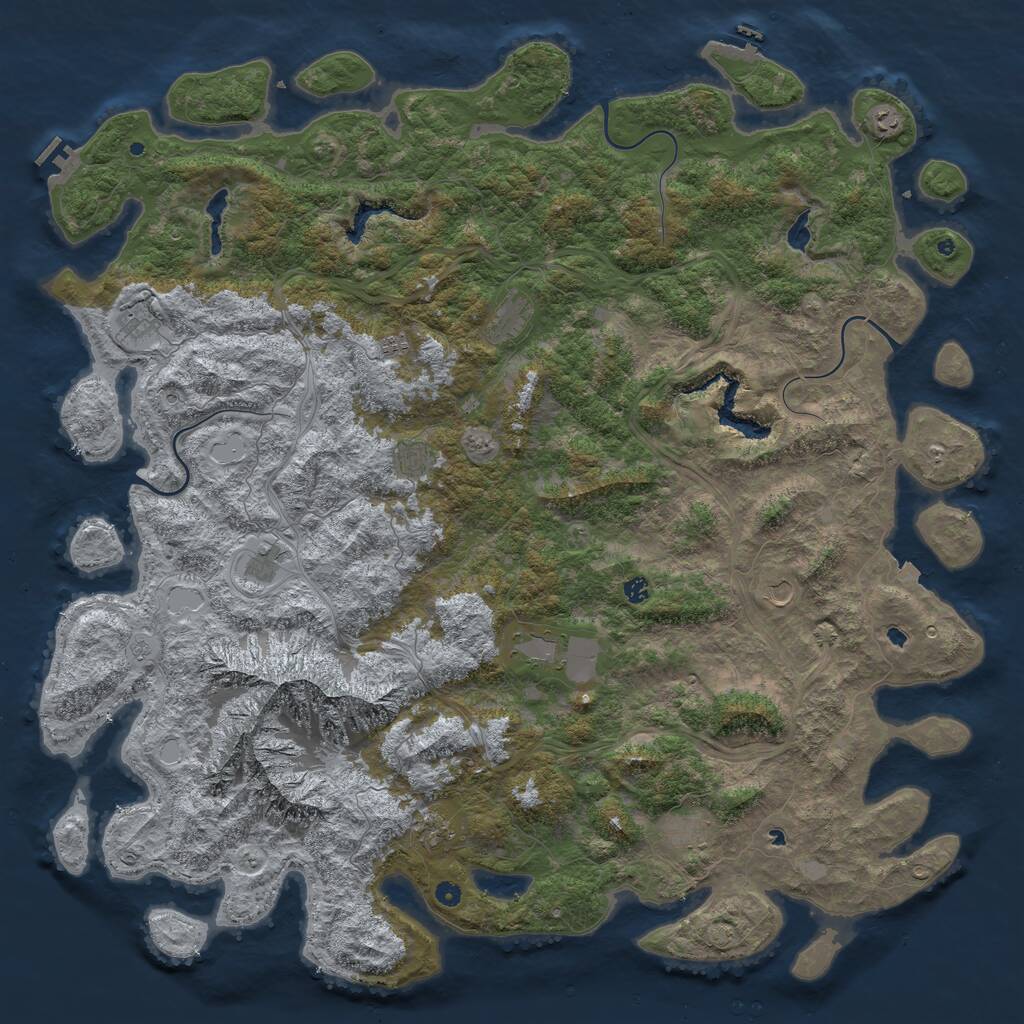 Rust Map: Procedural Map, Size: 6000, Seed: 52900, 17 Monuments