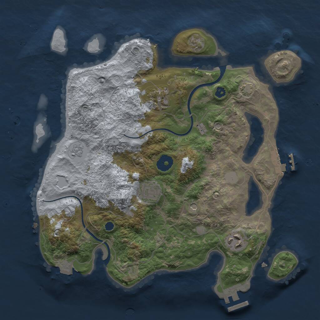Rust Map: Procedural Map, Size: 3000, Seed: 86754678, 9 Monuments