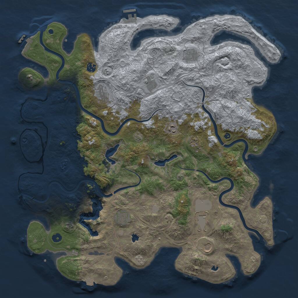 Rust Map: Procedural Map, Size: 4800, Seed: 46328827, 16 Monuments