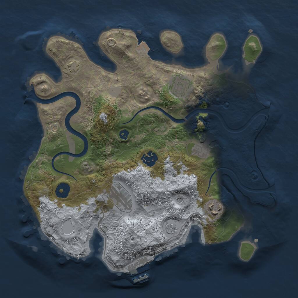 Rust Map: Procedural Map, Size: 3000, Seed: 74123, 10 Monuments