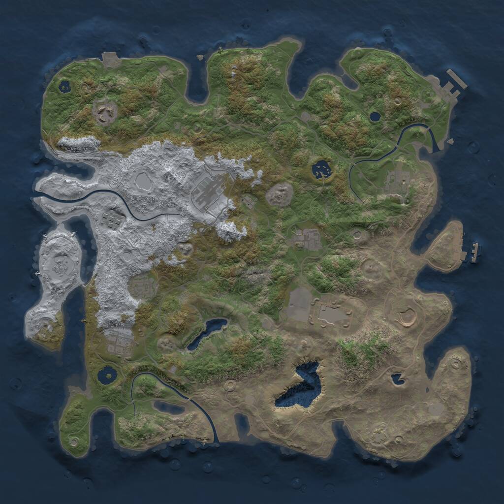Rust Map: Procedural Map, Size: 4050, Seed: 1040013964, 16 Monuments