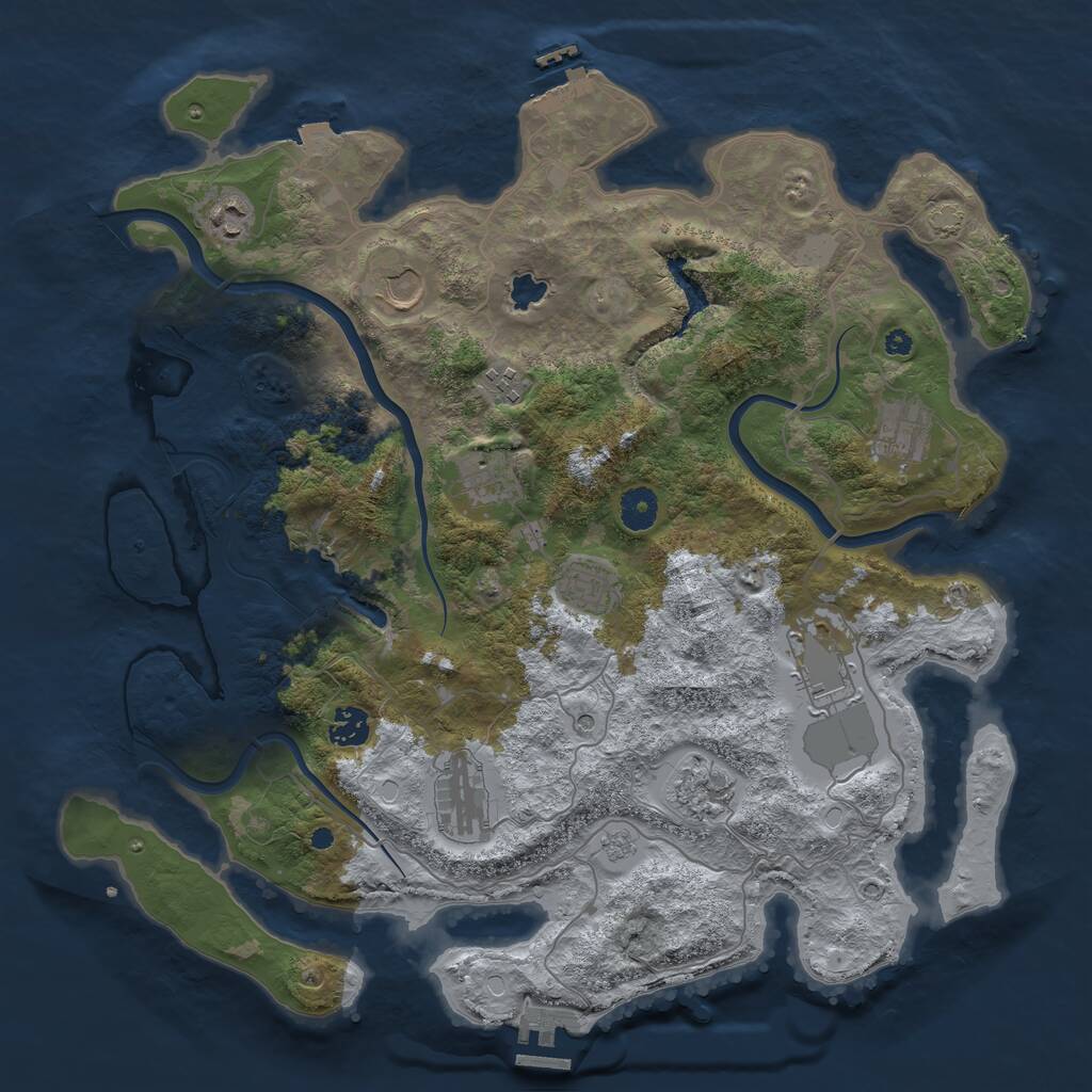 Rust Map: Procedural Map, Size: 4000, Seed: 493605521, 16 Monuments
