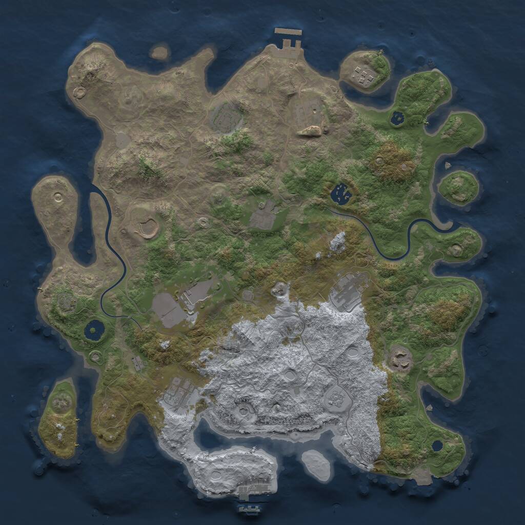 Rust Map: Procedural Map, Size: 3900, Seed: 638812571, 16 Monuments