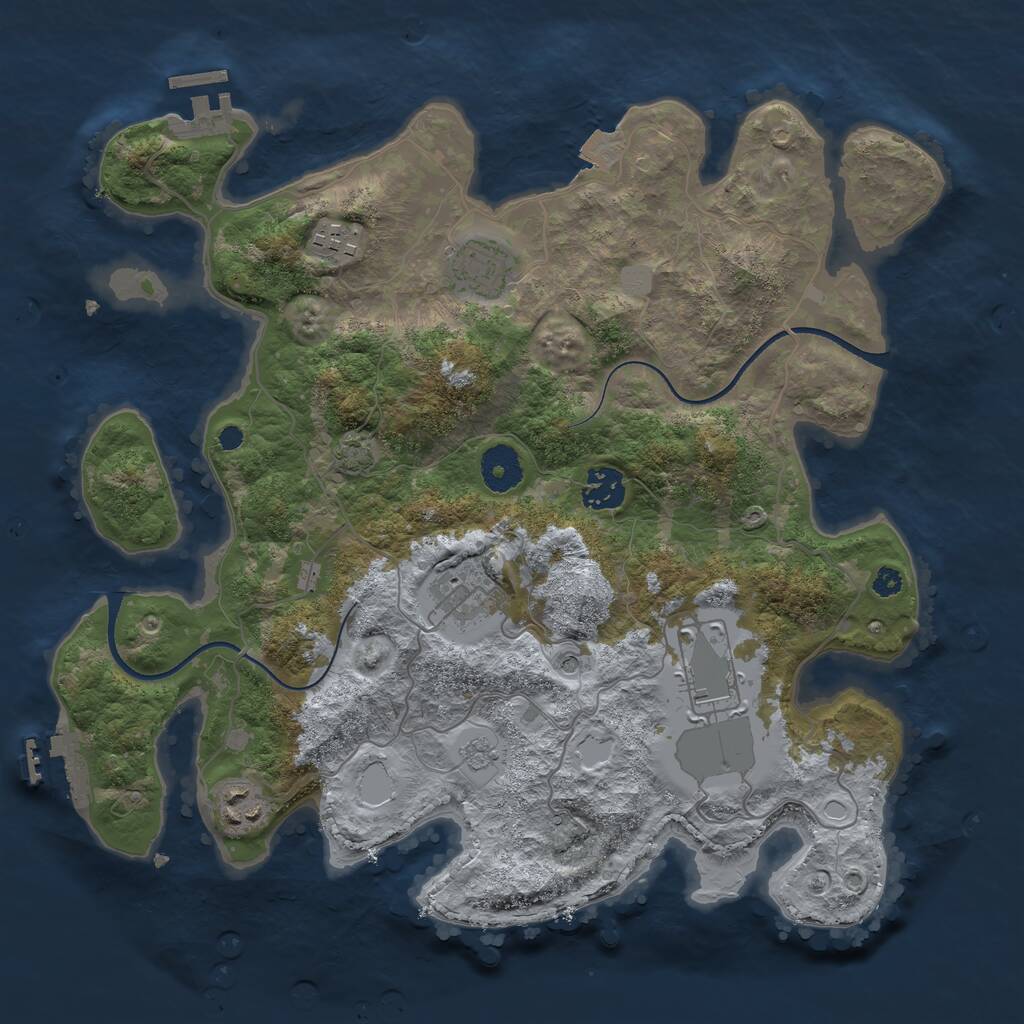 Rust Map: Procedural Map, Size: 3500, Seed: 227837244, 12 Monuments