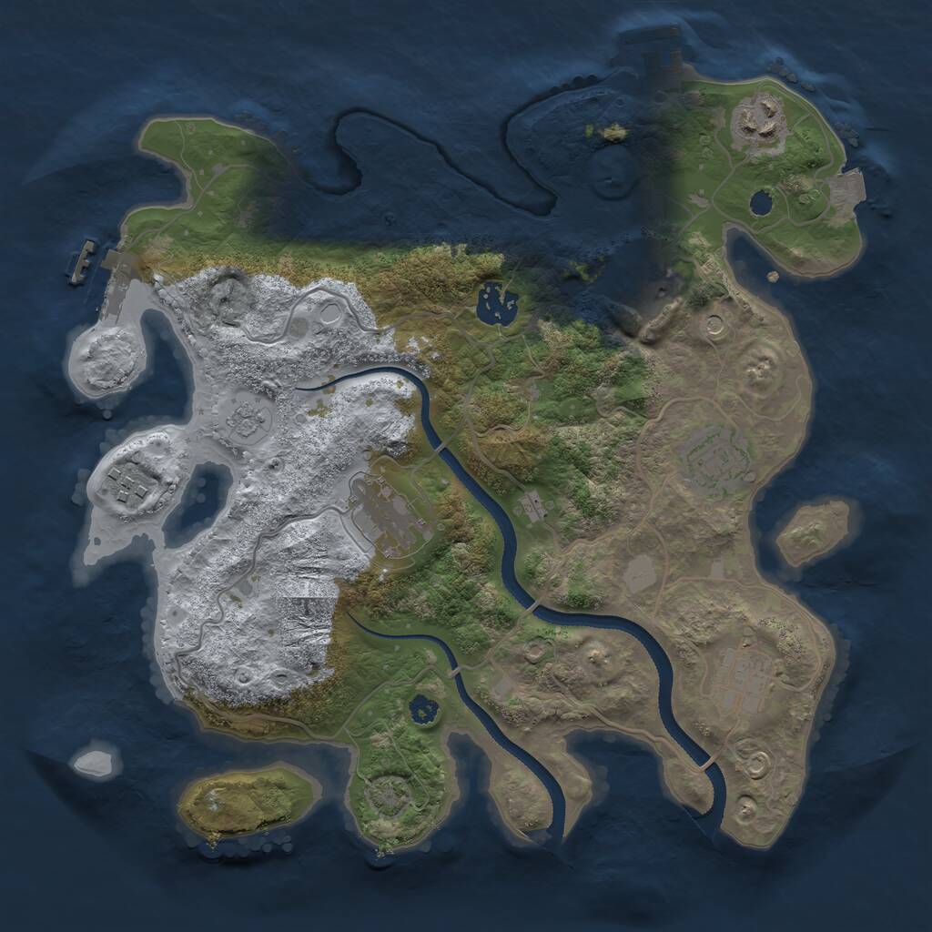 Rust Map: Procedural Map, Size: 3250, Seed: 287329196, 13 Monuments