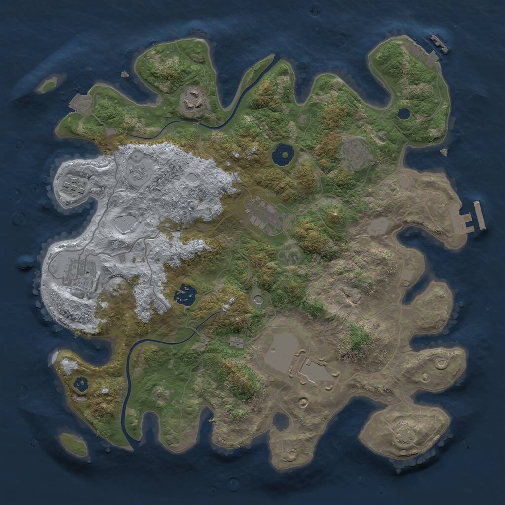 Rust Map: Procedural Map, Size: 3500, Seed: 444053618, 13 Monuments