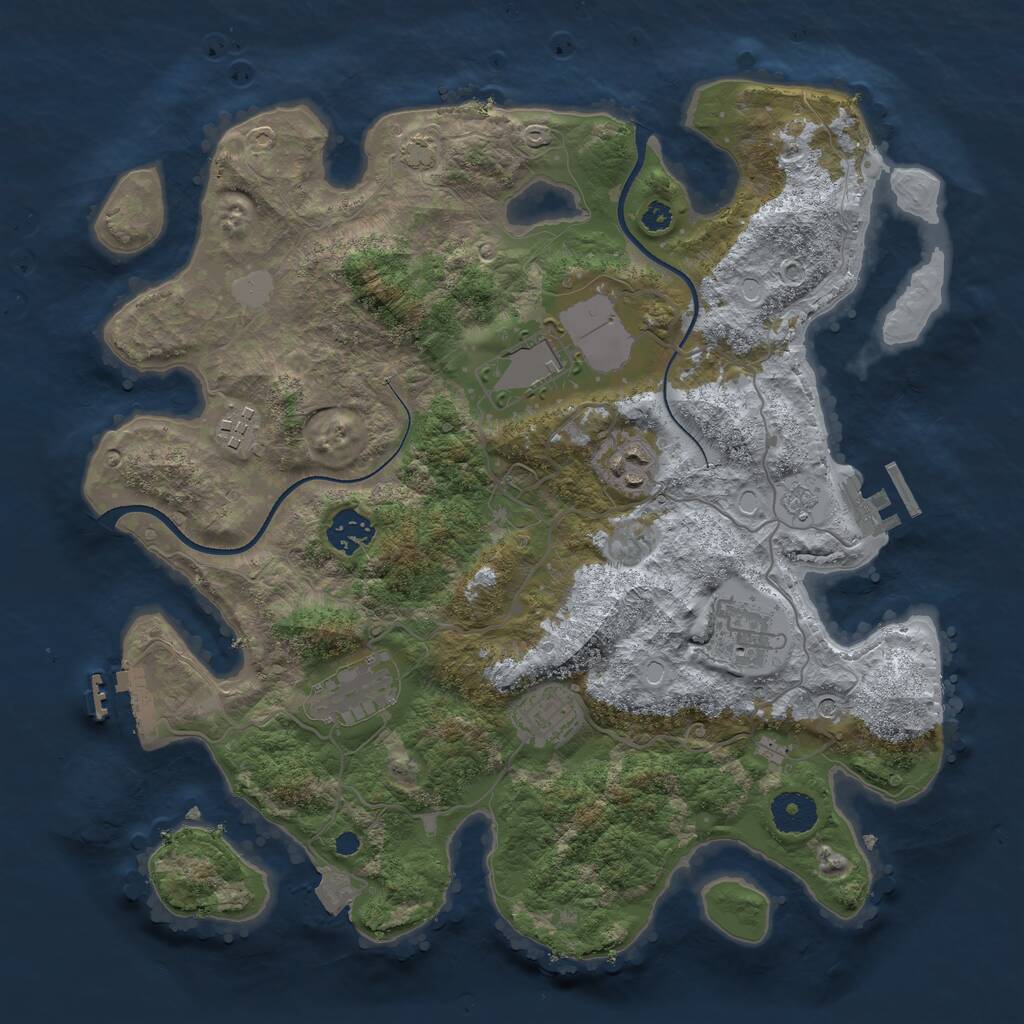 Rust Map: Procedural Map, Size: 3500, Seed: 515709297, 13 Monuments