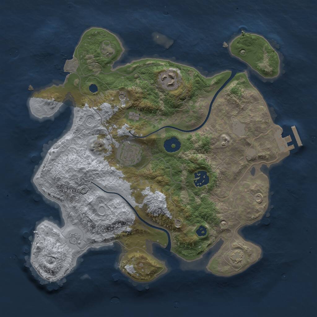 Rust Map: Procedural Map, Size: 3000, Seed: 46647851, 8 Monuments