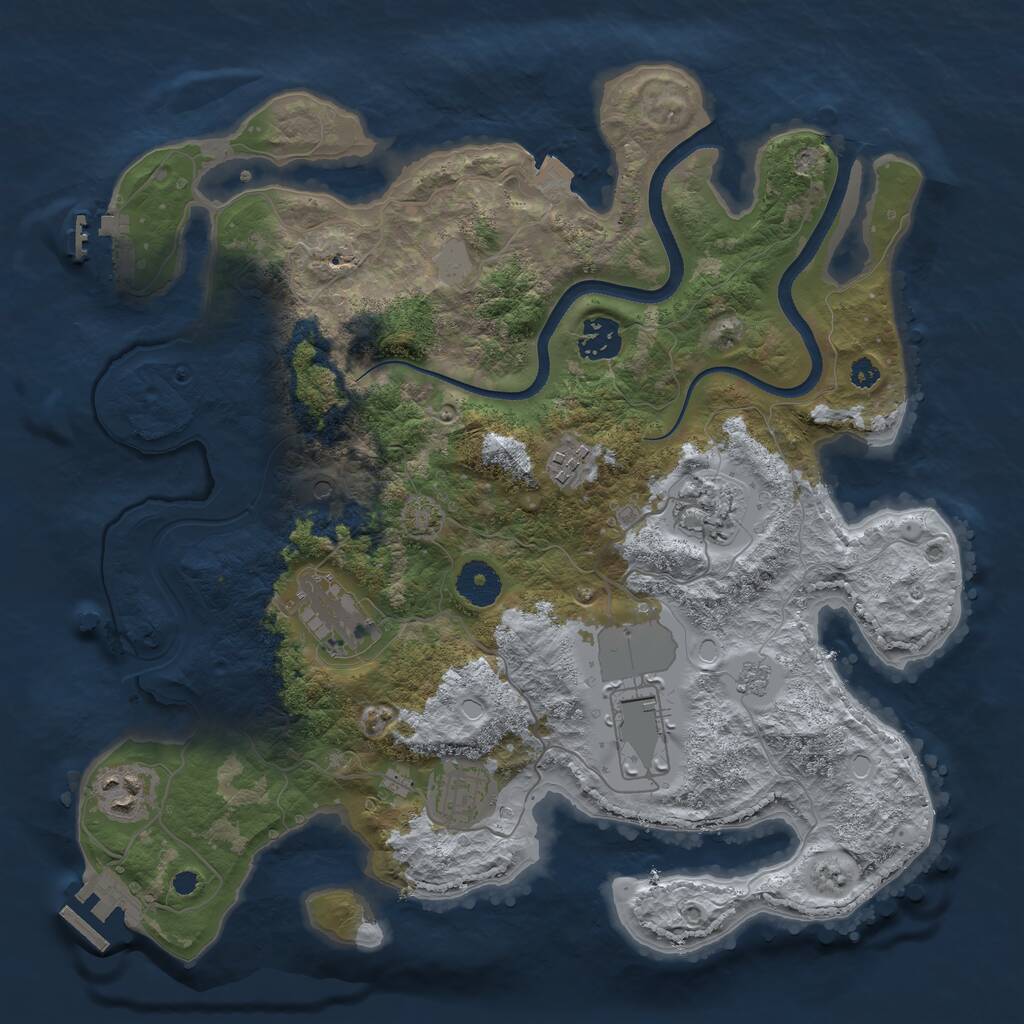 Rust Map: Procedural Map, Size: 3500, Seed: 1243413, 13 Monuments