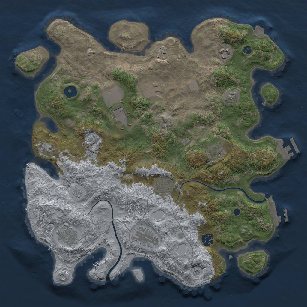 Rust Map: Procedural Map, Size: 3750, Seed: 1482635673, 16 Monuments