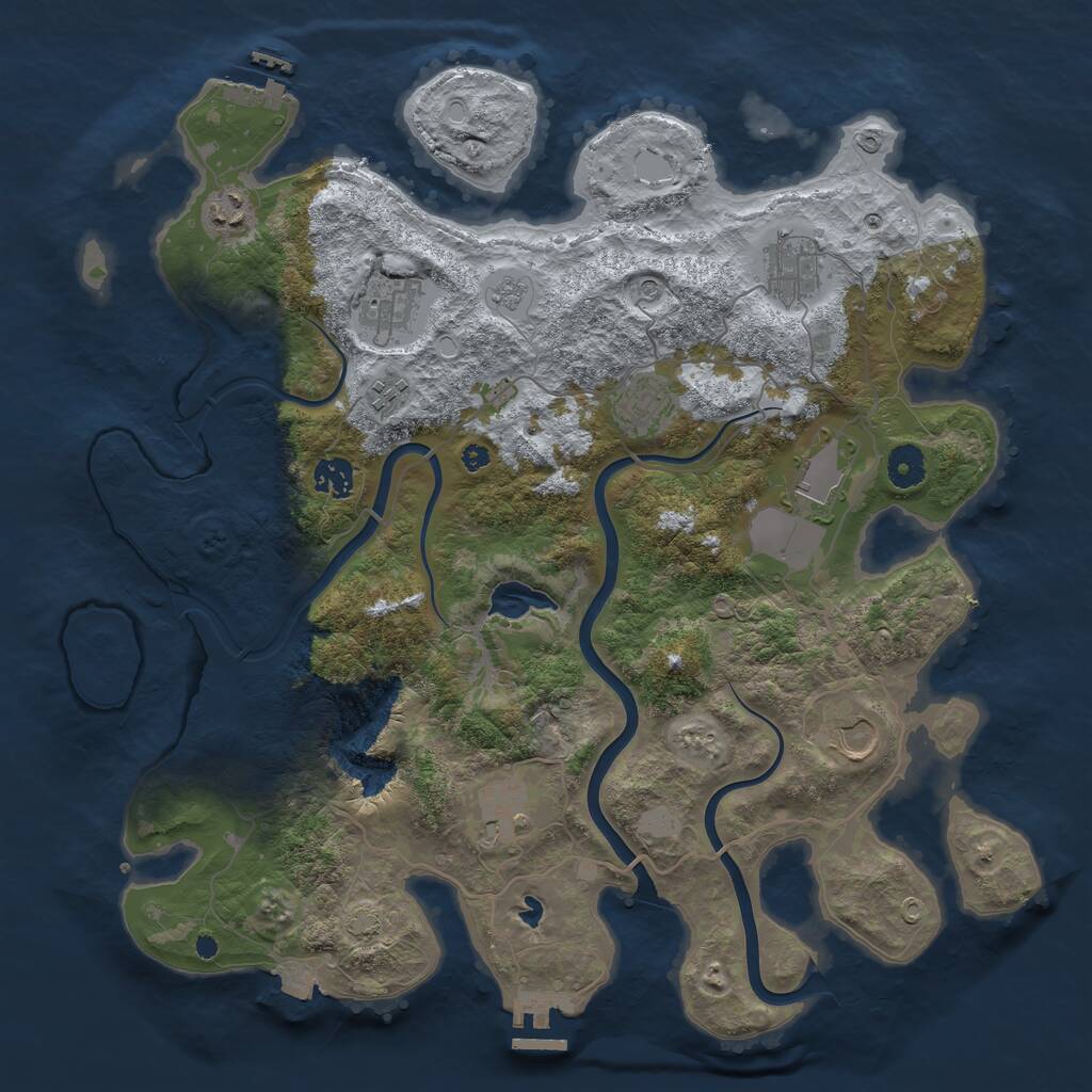 Rust Map: Procedural Map, Size: 4000, Seed: 1937661425, 15 Monuments