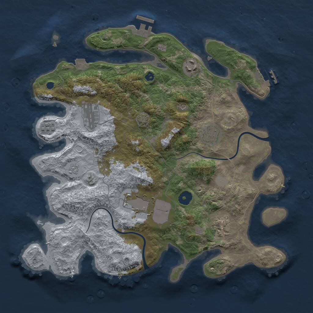 Rust Map: Procedural Map, Size: 3500, Seed: 391261432, 12 Monuments