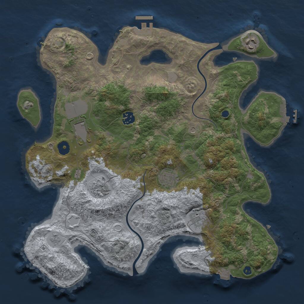 Rust Map: Procedural Map, Size: 3556, Seed: 2147483647, 13 Monuments